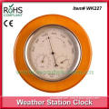 Home decoration MDF wood wall clock temperature and humidity display